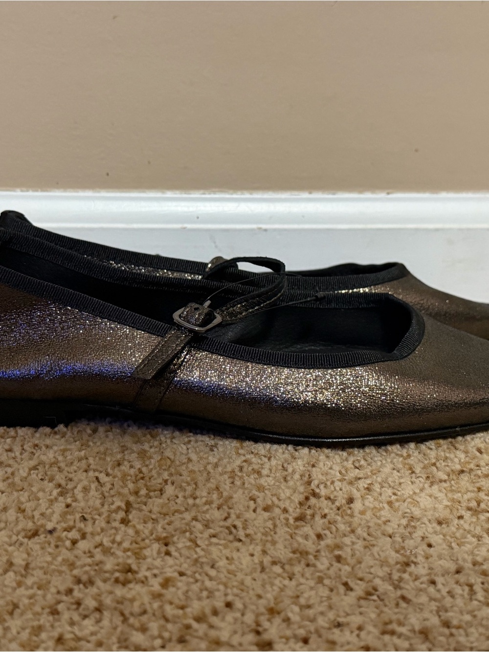 Women’s Metallic Mary Jane Flats - Black